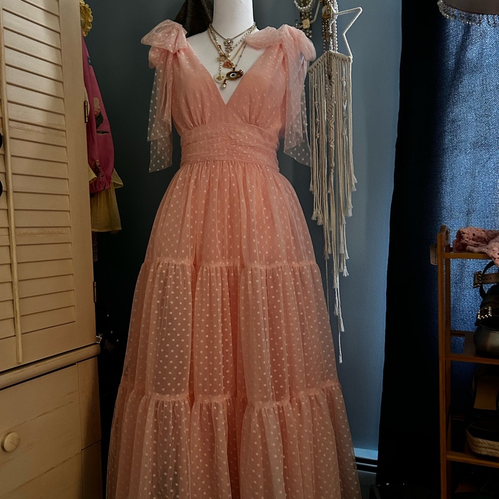 Elegant Pink Polka Dot Dress